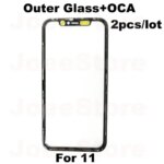 2pcs Outer Glass With OCA Film iphone 11 12 13 14 15 16 Pro Max Mini Plus XR XS Touch Screen Front Outer Panel Glass Repair (New)