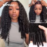 30inch Burmese Curly V Part Wig Brazilian Human Hair V Shape Curly Wig for Women Natural Color 200% Density 100% Human Hair Wig (New)