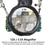 Helping Hs Soldering Station 35X 12X Magnifying Glass LED Lighted Magnifier with Auxiliary Clips Alligator Clamp Repair Tool (New)