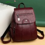 2022 Women Leather Backpacks High Quality Female Vintage Backpack For Girls School Bag Travel Bagpack Ladies Sac A Dos Back Pack (New)