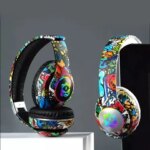Graffiti Bluetooth Headphones LED Light Game Doodle Wireless Headsets Earphones With Mic For Kids Boy Girl Gift Support TF Card (New)