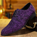 British Glitter Style Shoes Mens Casual Shoes Violet Business Dating Party Formal Shoes Trends Men Breathable Comfort Shoes (New)