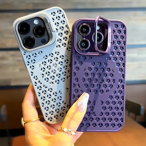 S460a02957aba41528f16b3e4a2ceac53U_480x480q75 Luxury Magsafe Soft Dissipate Heat Phone Case iPhone 11 12 13 14 15 16 Pro Max Plus Magnetic Bracket Lens Protection Cover (New) - Image 1