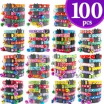 100Pcs Collar for Dogs Cat Necklace Training Choker Neck Personalized Cartoon Printed Dog Id Tag Accessories Anti-lost (New)