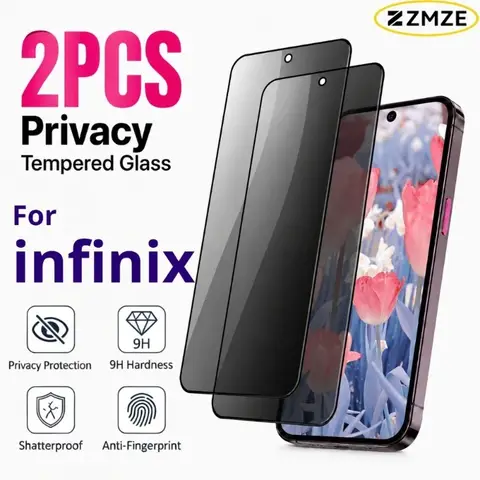 S4630ce04ef49494f8b4ba9ad9da9098du_480x480q75 2Pcs Tempered Glass Privacy infinix Hot 60 40 Pro 50i 40i 30i 50 60i 4G 50 Pro 4G 30 20 Play NFC 20 5G 20i 20S Scratch Proof (New) - Image 1