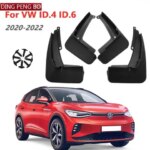 4PCS Flexible ABS Car Mud Flaps Splash Guards Fender for Volkswagen VW ID.4 CROZZ ID.6 2020 2021 2022 Front and Rear Mudguards (New)