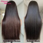 Raw Vietnamese HD Lace Wigs 13X4 Double Drawn Bone Straight Human Hair Lace Frontal Wig Pre Plucked Ombre Brown Lace Front Wig (New)