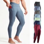 Summer Spring Autumn Men Running Tights GYM Pocket Pants Male Basketball Football Soccer Fitness Exercise Sport Long Leggings 24 (New)