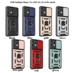 Nothing Phone 3A Lite Slide Lens Camera Protective Capa Nothing Phone 3A Lite Case Magnetic Ring Holder Armor Cover (New)