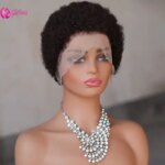 13x4 Lace Frontal Human Hair Pixie Wigs Brazilian Afro Kinky Virgin Remy Curly Afro Wig High Quality Comfortable Soft Natural (New)
