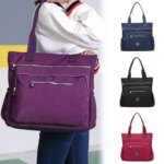 Casual Travel Women Shoulder Bag Large Capacity Multi Pocket Zip Handbag Nylon Shoulder Storage Bag (New)