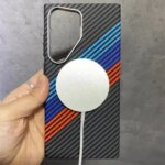 For Samsung S25 S26ultra Phone Case Matte Hard Shell S23 Metal Frame Magsafe Business Cover Galaxy S24 600D Carbon Fiber Pattern (New)