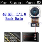 Front Rear Camera Flex Cable Xiaomi Poco M3 PocoM3 Small Frontal Selfie Back Facing Main Camera Glass Lens Spare (New)