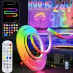 RGB-IC Neon LED Strip with Power Supply 5M/10M/20M IP65 Waterproof DIY Neon Strip Remote Control Flexible Ribbon for Home Decor (New)