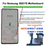 Tested For Samsung S20 Ultra G980F G981B/U G988B G988U S20 Plus G985F G986B/U Motherboard S20 FE G781 G780F Unlocked Logic Board (New)