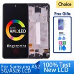 Super AMOLED Samsung A52 5G A526 LCD Display Touch Screen With Frame Digitizer SM-A526B A526U LCD Display Replace (New)