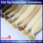 JENSFN Flat Tip Human Hair Extensions Straight Fusion16"-26" Inch 1g/Strand 100% Really Hair Extensions Brown Blonde For Salon (New)