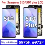 TFT Quality with Frame Samsung S10 Plus S10+ G975F Lcd Display Digital Touch Screen Samsung S10 G973F Screen Replacement (New)