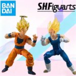 In Stock BANDAI Original S.H.Figuarts DRAGON BALL MAJIN VEGETA SON GOKU VEGITO SHF Action Figure Model Toy Gift for Kids (New)