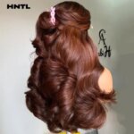 500 High Density Brown Color Loose Body Wave Lace Frontal Wig 100% Human Hair 13x6 HD Lace Front Bouncy Curly Glueless Wigs (New)