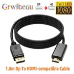 Dp To HDMI-compatible Cable 1.8m 1080 HD Adapter Cable Computer Monitor Cable Converts Large Dp To Hdmi For PC Laptop Projector (New)