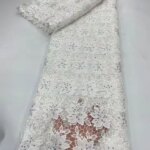 2026 High Quality African Nigerian Tulle Lace Fabric Embroidery Sequins French Guipure Fabric for Luxury Party Dresses 5 Yards (New)