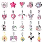 925 Sterling Silver Pink Butterfly Shoes Heart Charm Poodle Beads for 3mm Original Bracelet DIY Jewelry Birthday Gift (New)
