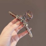 Light Luxury Crystal Four Leaf Clover Large Hair Grip High-end Acrylic Material Hair Clip Womens France Style Hair Accessories (New)