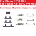 1Set Power Mute Volume Button iPhone 12 12Mini 12Pro 12 Pro Max Power Volume Mute Side Key+Bracket Iron Hook Small Metal Bangladesh (New)