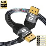 16K DP 2.1 Displayport Cable 16K 30Hz 8K 60Hz 4K 120Hz 32Gbps Video Audio Cable Display Port 1.2 Adapter for Laptop HDTV PC (New)
