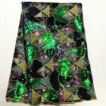 5 Y Newest Hot Selling French Lace With Sequins African Tulle Cord Lace Net Embroidered Fabric For Wedding Party PSJF102202 (New)