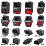 IEC 320 C13 C14 AC Inlet Power Plug Socket 250V 10A Fuse Red Lamp Rocker Switch Rewirable 3Pin Electrical Male Female Connector Bangladesh (New)