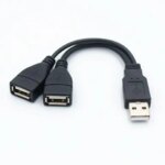 1 Male Plug To 2 Female Socket USB 2.0 Extension Line Data Cable Power Adapter Converter Splitter USB 2.0 Cable 15/30cm (New)