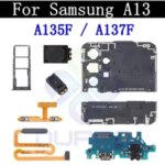 Top Ear Loud Speaker SIM Card Tray Charging Port Board Samsung A13 A137 A135F Fingerprint Sensor Signal Volume Flex Cable Bangladesh (New)