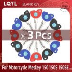 3Pcs Blank Key Motorcycle Replace Uncut Keys For Piaggio Medley 150 150S 150SE 2022-2023 (New)
