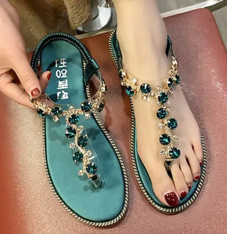 S534f05157dcb412a9115e1f53c398d6dL_480x480q75 Women Sandals 2024 Hot Fashion Rhinestone Summer Shoes Women Sandals Clip Toe Women Shoes Sandalia Feminina (New) - Image 1
