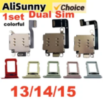 1set Dual Sim Card Reader Flex Cable + Tray Slot iPhone 15 Plus 14 13 Nano Connector Holder Adapter Bangladesh (New)