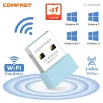 Comfast 150Mbps USB WiFi Adapter 2.4GHz Internet Card Drive free LAN Wi Fi Receiver Key Dongle antenna Para PC Win 7 8 10 11 Bangladesh (New)