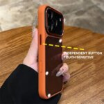 Luxury Matte Bumper Orange Transparent Case iPhone 13 14 15 Plus 16 17 Pro Max Metal Camera Buttons Shockproof Clear Cover (New)