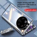 360 Tempering Glass Case Xiaomi Mi 15 14 13 Ultra Magnetic Double Sided Glass Lens Protector Mi 15 14 13 Ultra Metal Coque (New)