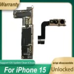 Fully Tested Mainboard For iPhone 15 Motherboard Unlocked With Face ID Good Working 128GB 256GB 512GB Clean ICloud Logic Board (New)