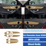 For Mercedes W205 Benz GLC C Class 2014-2020 Wood Grain Side Door Trim Strip Door Panel Sticker Auto Interior Tuning Assesories (New)