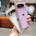 Luxury Plating Love Heart Soft Phone Case For Google Pixel 10 9 9A 8 7 6 Pro XL 8A 7A Edge Pattern Silicone Shockproof Cover (New)