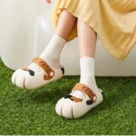 New cat claw shoes womens closed toe mules clogs summer EVA sandals lovely kitty designer strap slides shoes anti odor sandals (New)