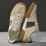 New Trend Mens Leather Sneakers Leisure Male Casual Shoes Versatile Vulcanized Footwear Simple Tenis Masculino Skateboard Shoes (New)
