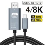 4K 60Hz 30Hz 8K USB C to HDMI-compatible Cable Type C Adapter HDTV Converter Cable for iPhone 15 MacBook Air iPad Samsung (New)