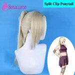 HOKAGE NINJA Yamanaka Ino Cosplay Wig Synthetic Long Straight Wig With Clip Ponytail Anime Coser Cute Girl High Quality Wig (New)