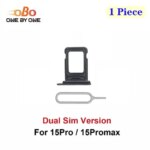 Dual SIM Card Tray Holder Slot Replacement iPhone 15 Pro Max 15Promax Double SIM Card Tray Slot Holder Black Silver (1PC) (New)
