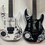 Factory Custom White/Black Goddess of the Moon Electric Guitar with Tremolo Bridge Offer Customize (New)