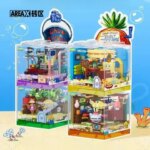 Areax Spongebob Building Blocks Pineapple Restaurant Anchor House Trees House Model with Dust Cover Childrens Toys Gifts (New)